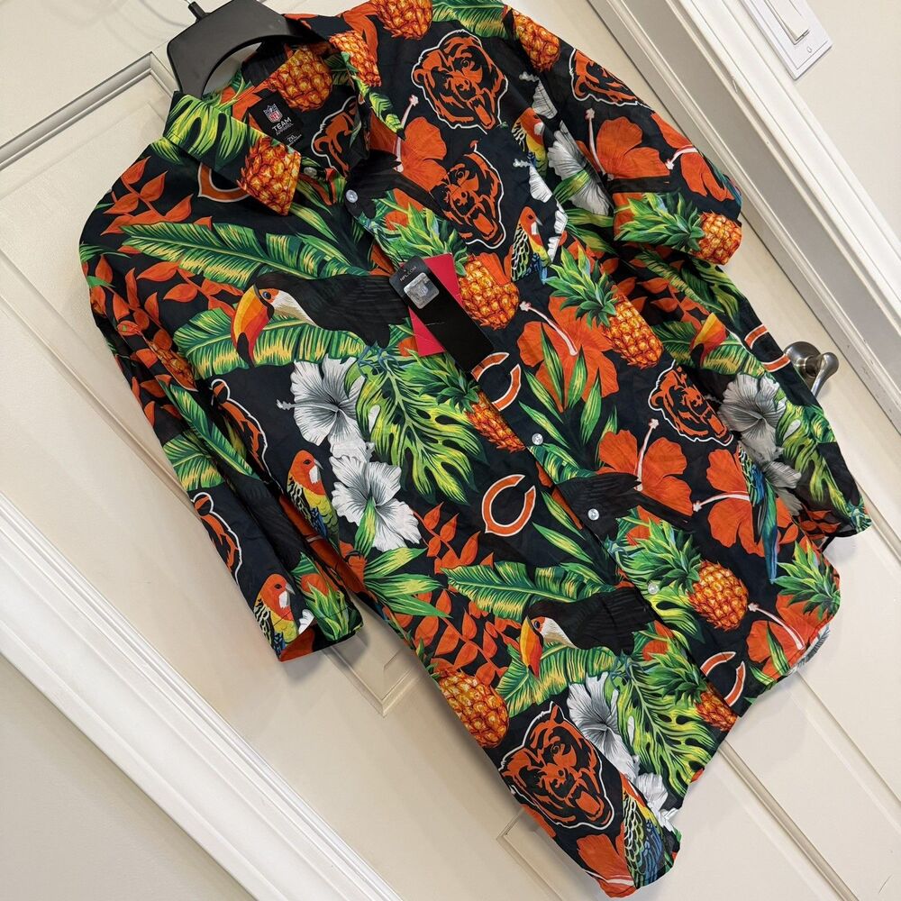 Chicago Bears Hawaiian Shirt - Mens Size 2XL - FOCO 100% cotton summer wear NWT